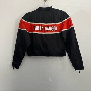 Harley Davidson 2000s Cropped Moto Jacket in Black Small